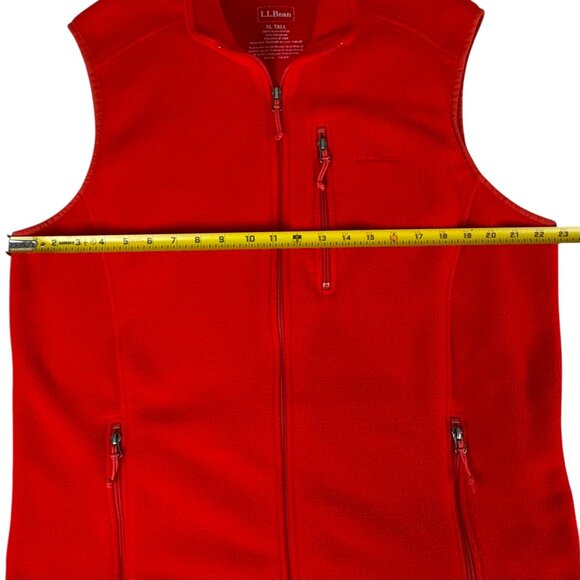 LL Bean Mens XLT Fleece Sweater Vest Red POLARTEC Pockets Cinch Waist Full Zip - Picture 12 of 13